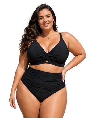 Summer Mae Black High Waisted Bikini Set NWT Size 16 Plus Size Swimwear